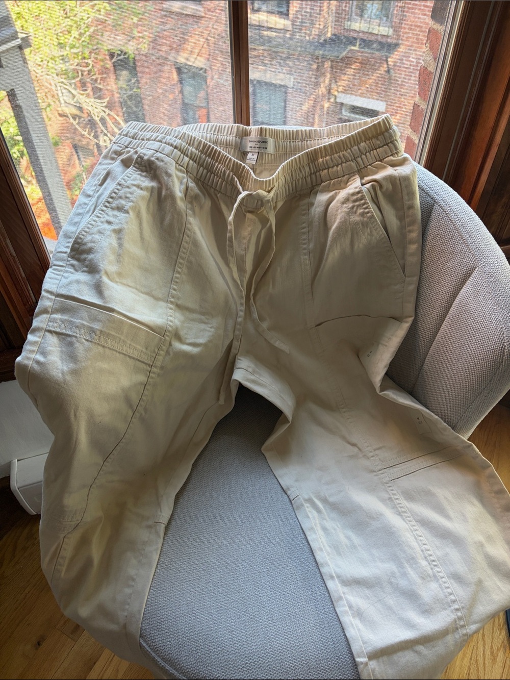 Banana Republic Cream Wide-Leg Drawstring Utility Pants